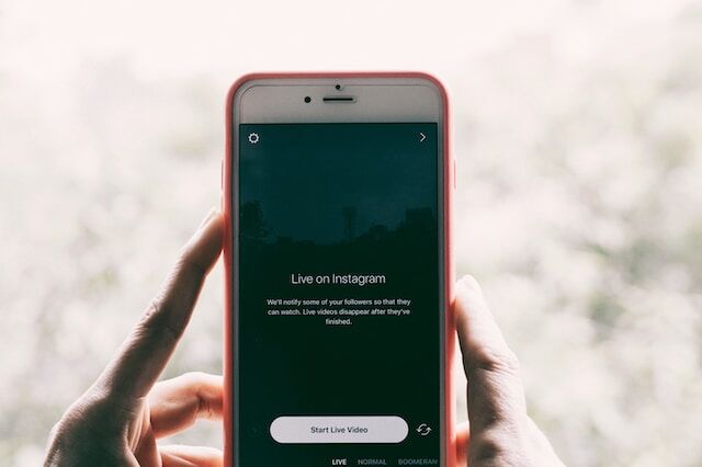 Instagram interface before the live session